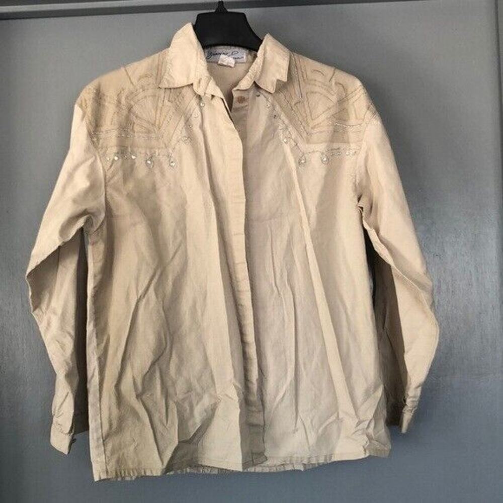 Ladies Vtg L Western Shirt Jennifer Eden Button Down Long Sleeve Embroidery
